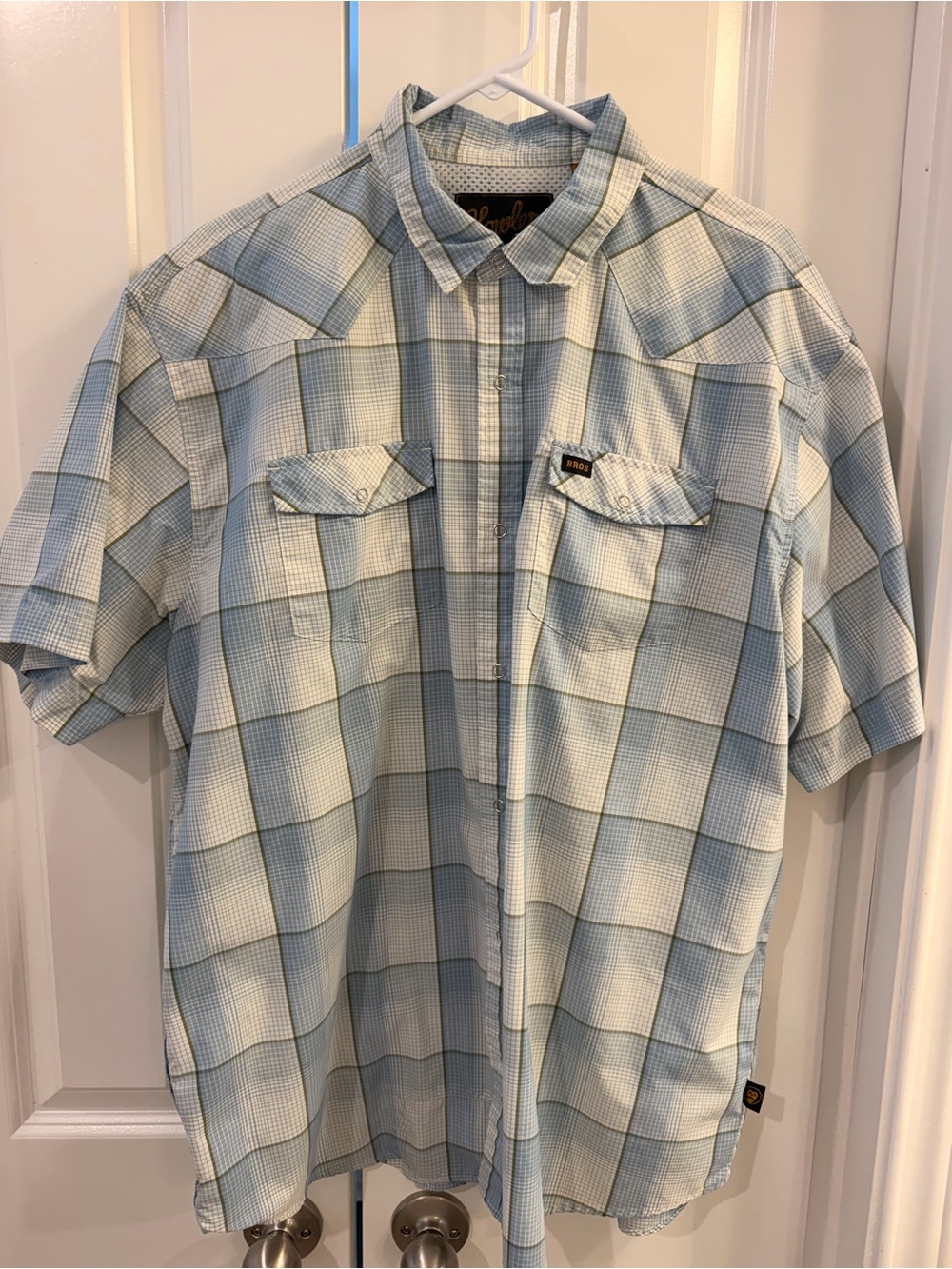 Lot of 3 XLHowler Brothers Short-Sleeve Button-Down Shirt Trio in Blue and Cream - Picture 4 of 4